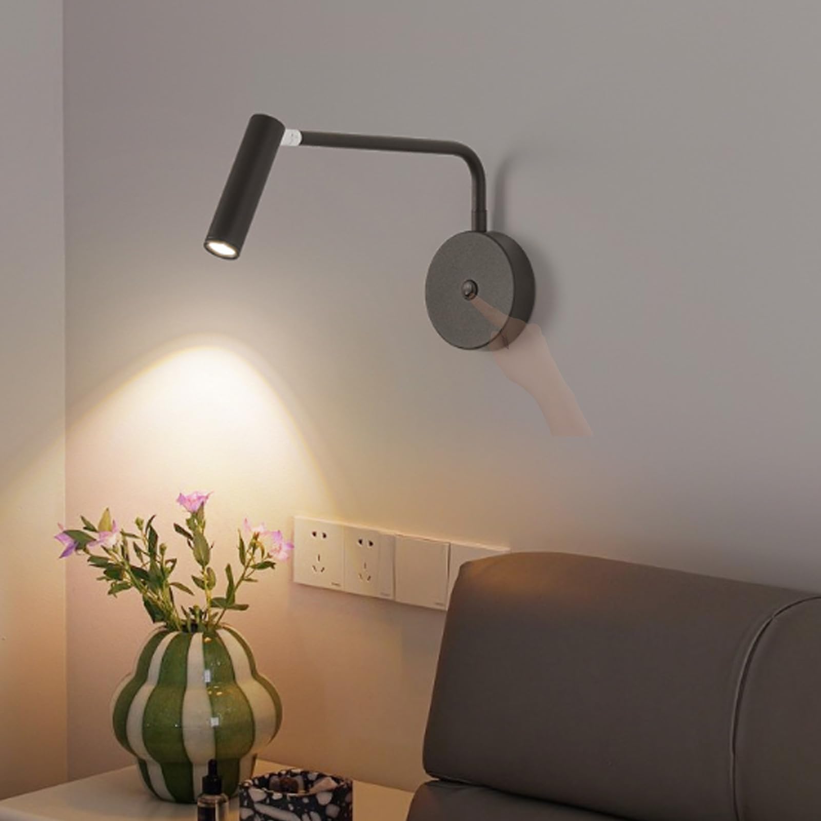 Lámpara de pared con interruptor rotación luz de pared de aluminio 8