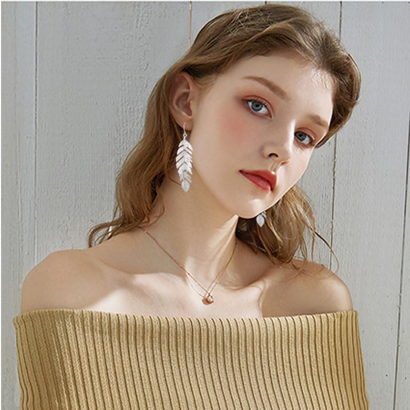 ONLYJUMP Feather Earrings for Women Boho Artistic Vintage Leaf Metal Dangle Drop Earrings Lightweight Leaf Earrings with Detailed Texture Drop Dangle Earring Jewelry Gifts - Image 6