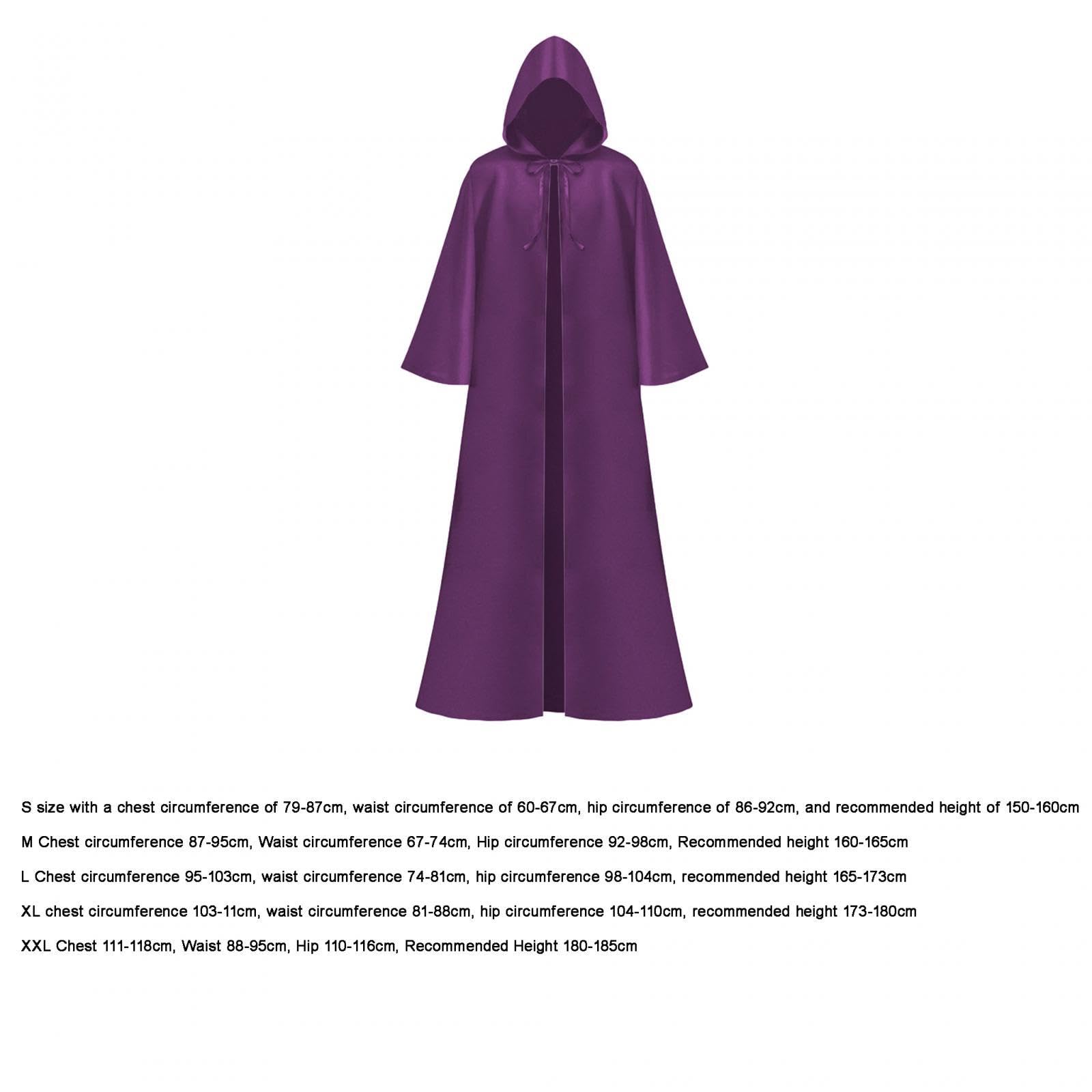 predolo Halloween Umhang Kapuzen Cape Mantel Robe Kostüm Zauberer Prinzessin Prinz aus Polyester Sanft auf der Haut für Halloween Cosplay, Violet M