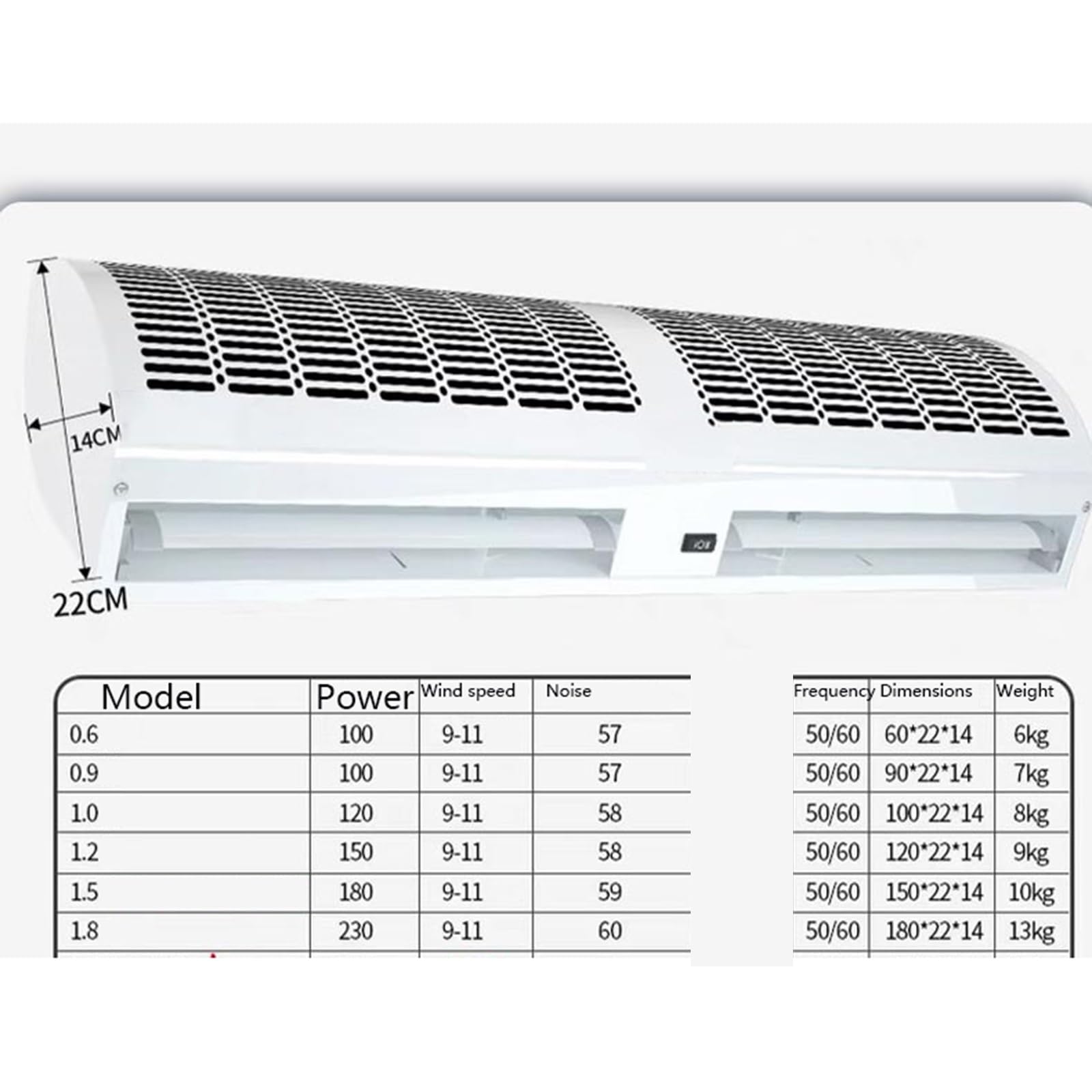 Cortina de Aire Comercial de bajo Ruido con Control Remoto, Cortina de Aire for Puerta, Aislamiento de Almacenamiento en frío, Comodidad Natural del Viento(90cm(35.4inch))