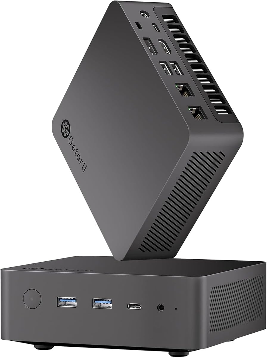 Getorli Mini PC AMD Ryzen 7 8745HS (Up to 4.9GHz), 16GB DDR5 RAM 1TB PCIe 4.0 SSD, Dual 2.5G LAN Mini Desktop Computer with 4K Quad Display HDMI/DP/USB-C, WiFi 6 BT5.3 Micro PC for Home/Office/Gaming