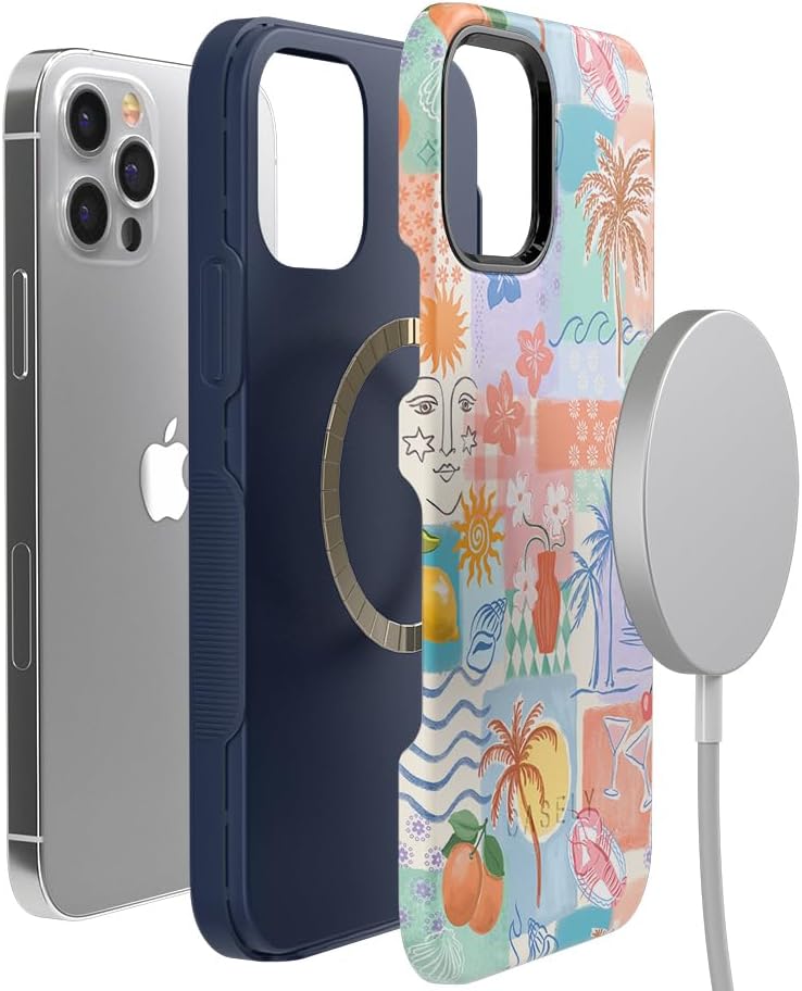 Casely iPhone 12 Pro Max Case | Tropical Heat | Beachy Collage | Bold Protective Design | Compatible with MagSafe
