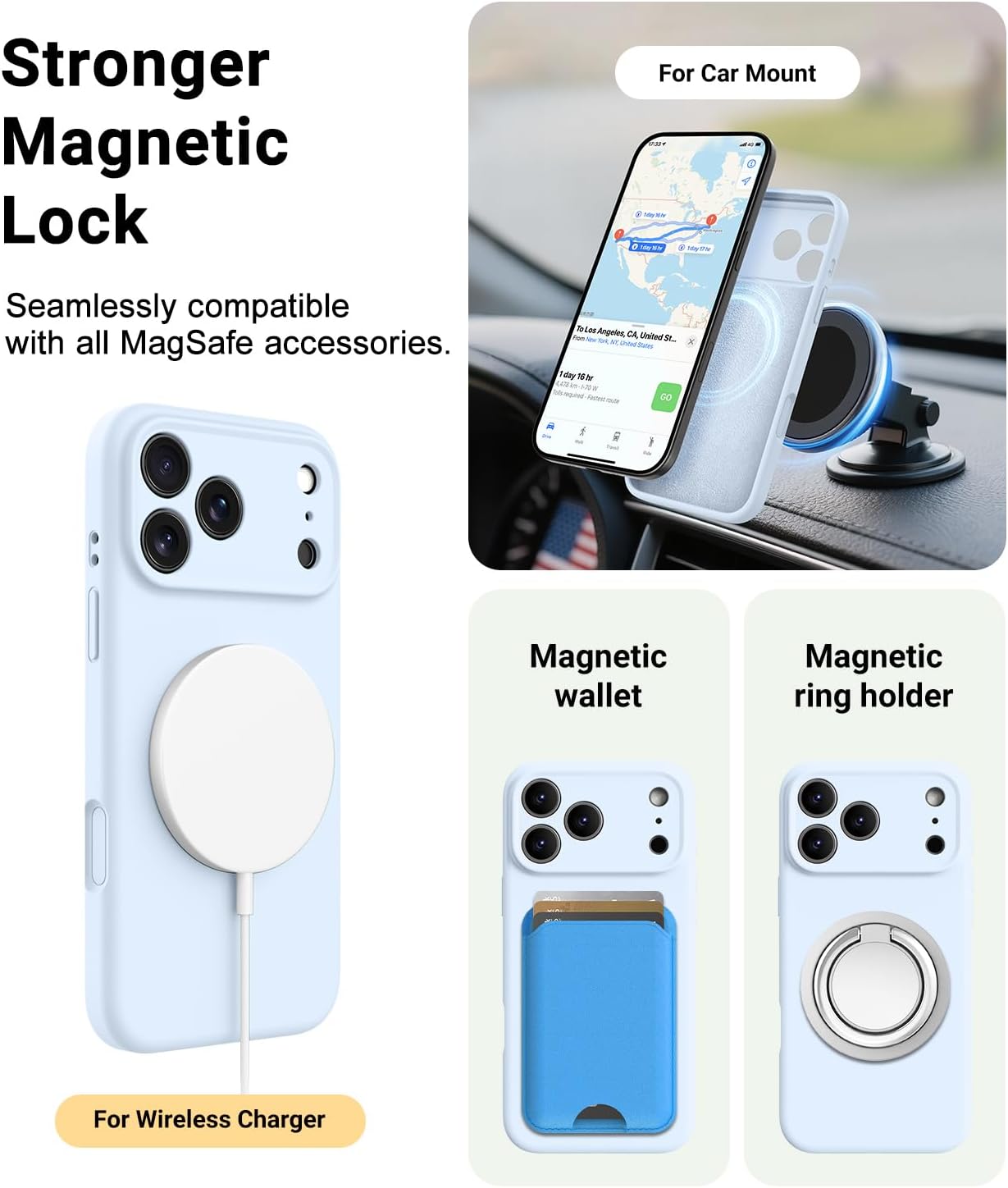 OTOFLY Magnetic for iPhone 17 Pro Max Case,Compatible with Magsafe,Classic Liquid Silicone Mobile Phone Case,Integrated Camera Control Button,Anti-Scratch Microfiber Lining, Light Blue - Image 6