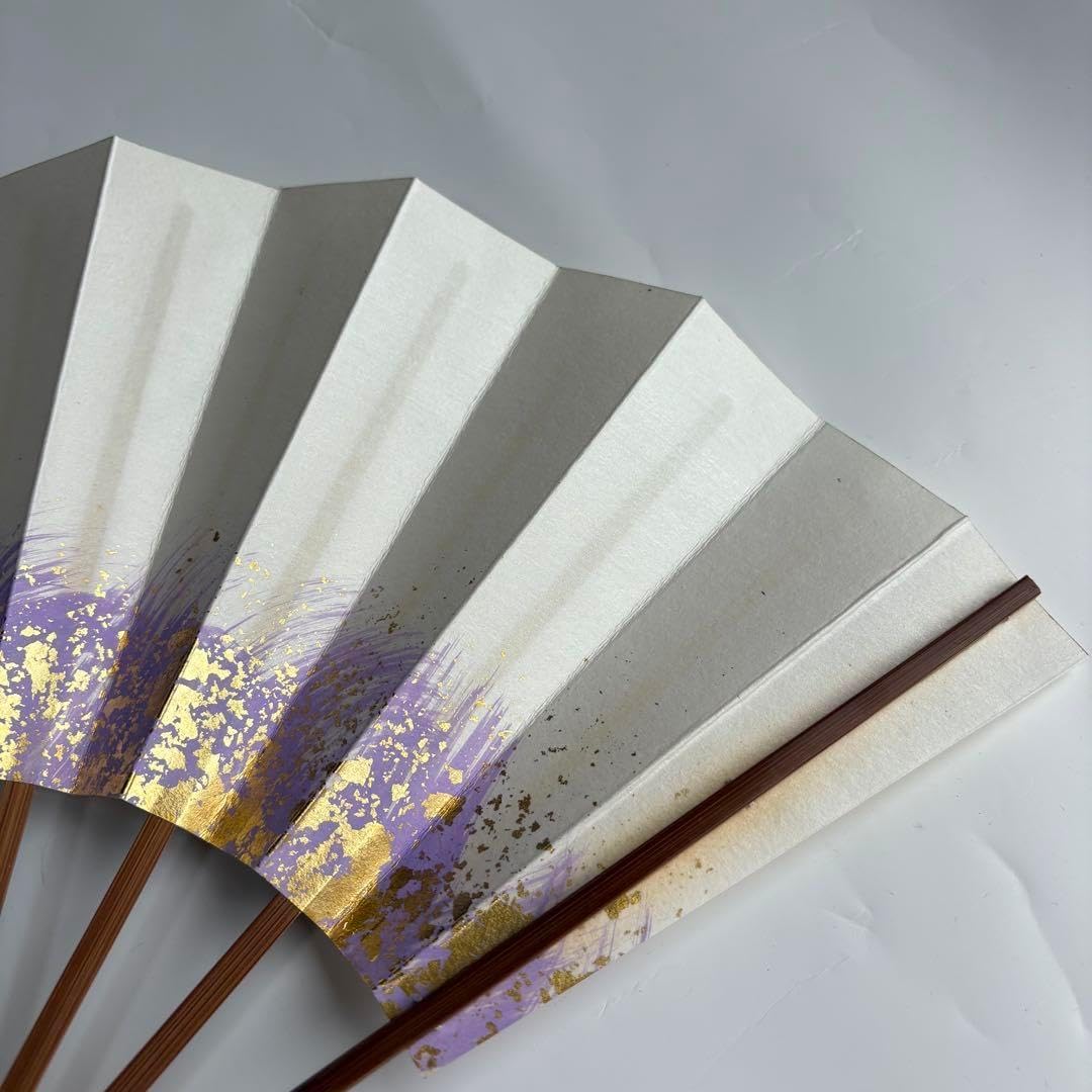 919)舞扇 4本セット 白 紫 金 煤竹