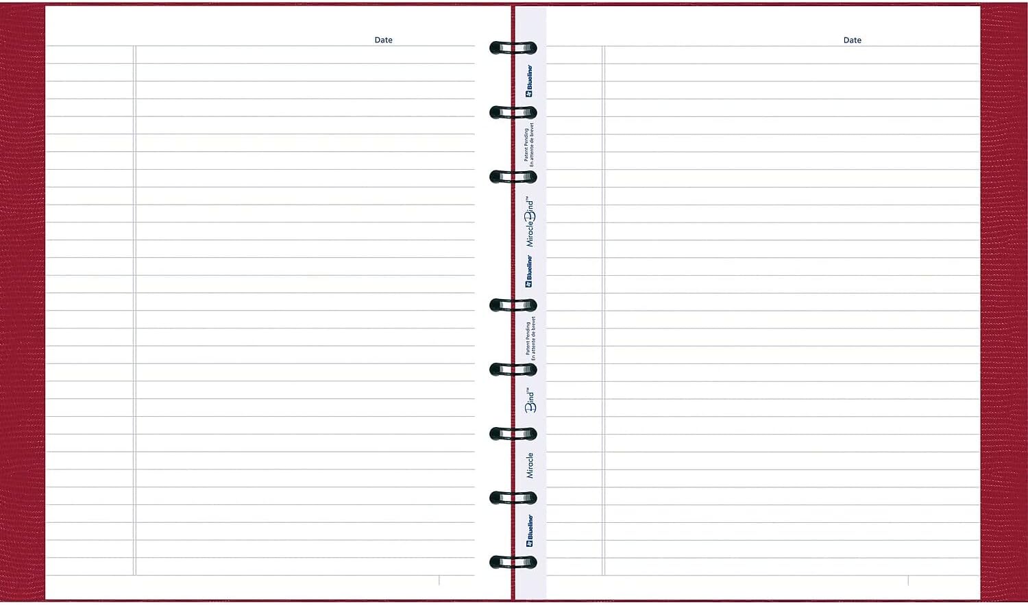 Blueline AF915083 MiracleBind Notebook College/Margin 9 1/4 x 7 1/4 White Red Cover 75 Sheets