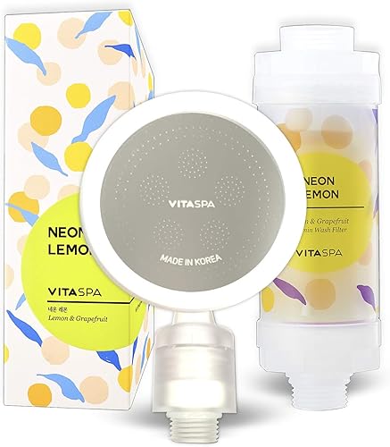 Juego de filtros de cabezal de ducha con vitamina C fabricado en Corea (limón amarillo) – Excelente mejora de la piel y el cabello, terapia de
