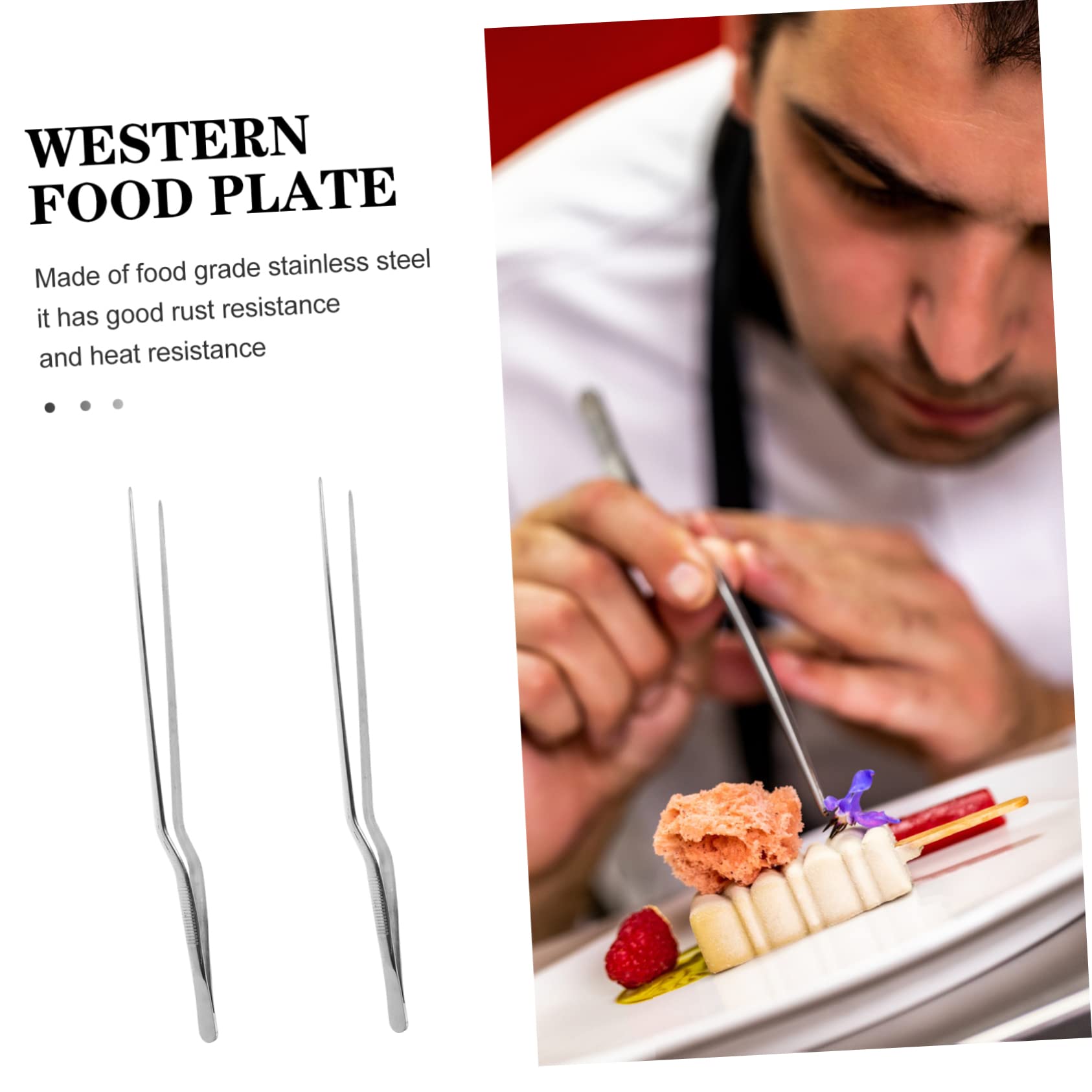 4pezzi Pinze Inossidabile Pinzette Per Cibo e Accessori Da Barbecue Utensili Per e Impiattare Scivolare