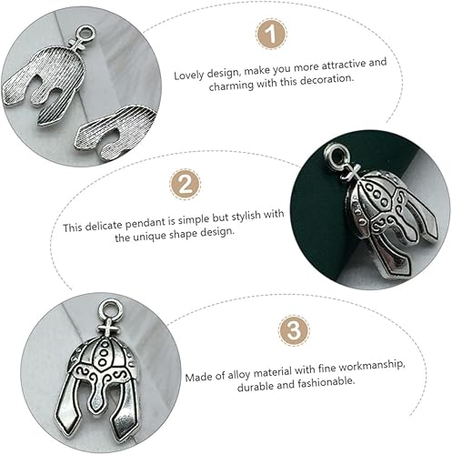 Miniatura 8 de 20 dijes colgantes para casco de caballero, aleación de plata antigua, accesorios para hacer joyas, pulseras, llaveros y proyectos de cosplay