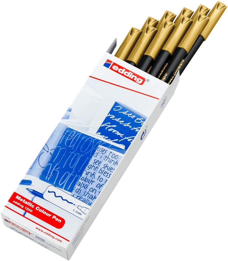Pennarello Metallizzato Edding 1200 - Punta Fine 1-3 Mm, Colore Argento, Inchiostro Coprente Su Carta Chiara E Scura
