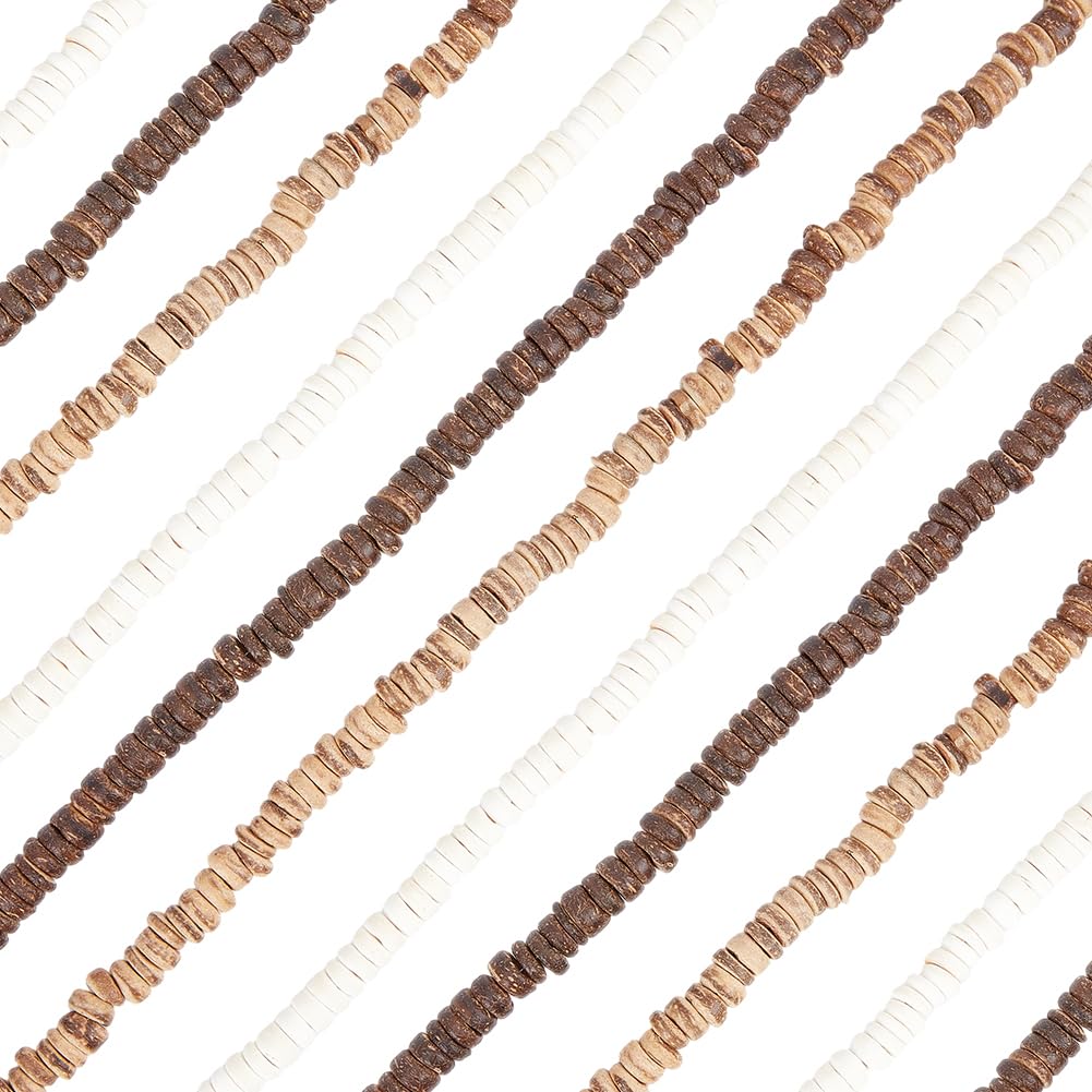 Perles de coco 8mm style disques plats en bois naturel de plage