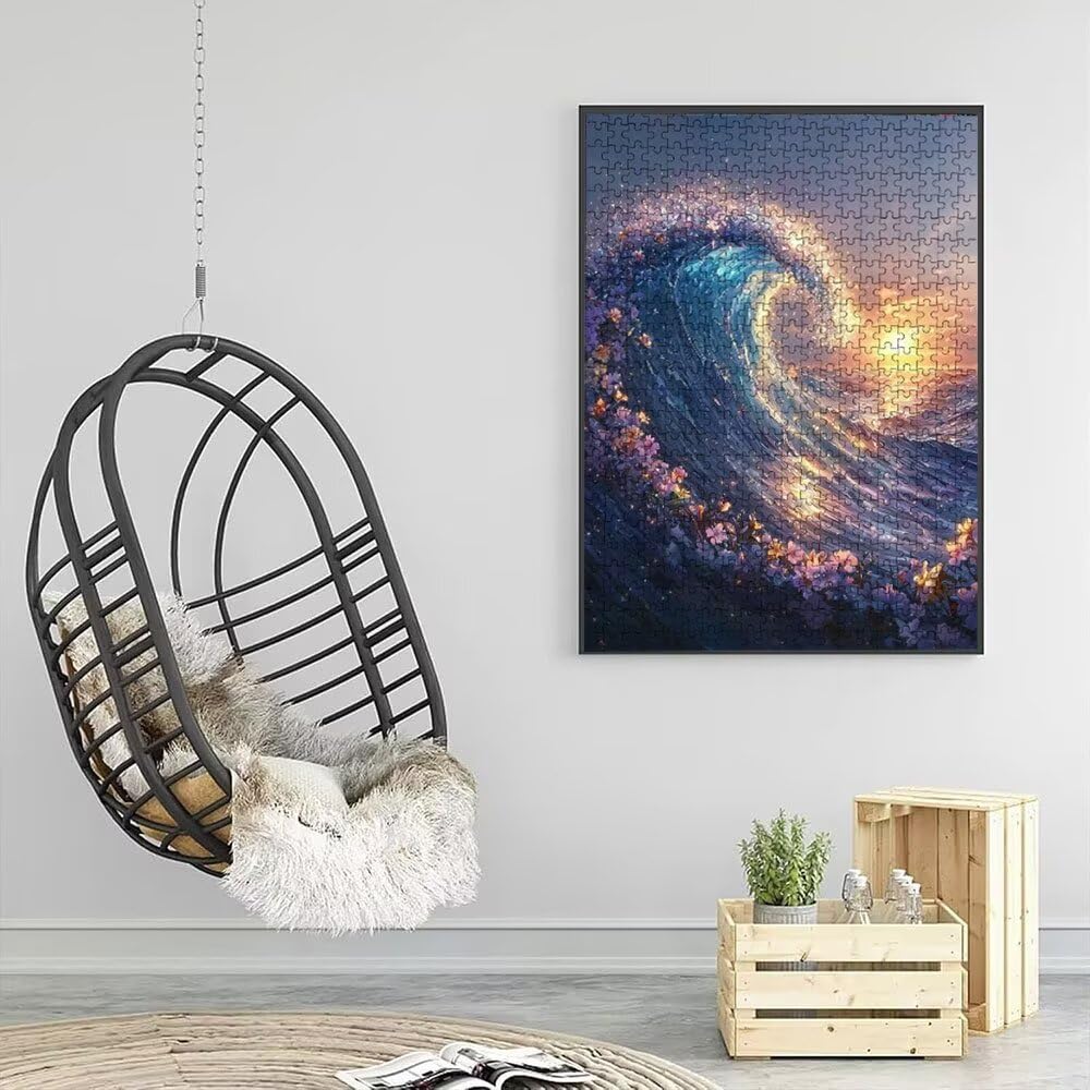 Puzzle 2000 Pezzi, Tramonto Onde 3D Puzzle per Adulti Impegnativo, Educa Puzzles Artistico, Divertente E Stimolante Puzzles Decorativo per La Famiglia, Regalo e Decorazione Pareti DX0YL6-787