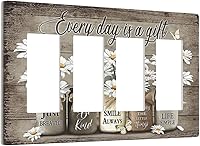 Vista 313 de Placa de pared dúplex de receptáculo de dispositivo de 1 gang de madera envejecida blanca gris con veta de tablón, cubierta de enchufe eléctrico