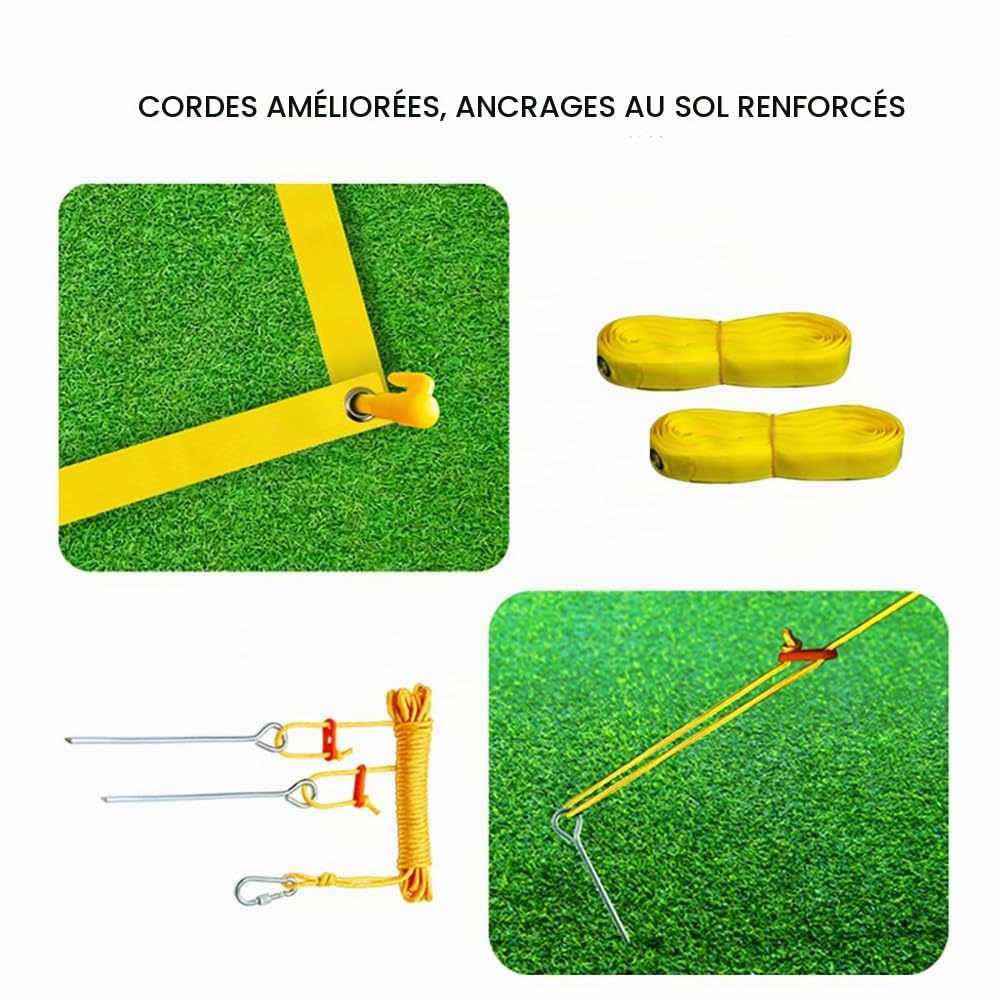 NEWFUN Filet Volley Ball Exterieur, Kit de Filet de VColley-Ball Portable, Réglable en Hauteur, Adapté au Jardin, à la Plage et à la Pelouse