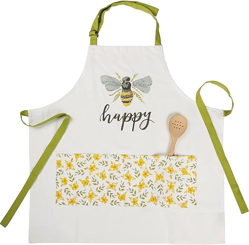 Primitives by Kathy Delantal con temática de abejas para mujer, blanco, talla única que se adapta a la mayoría, Blanco