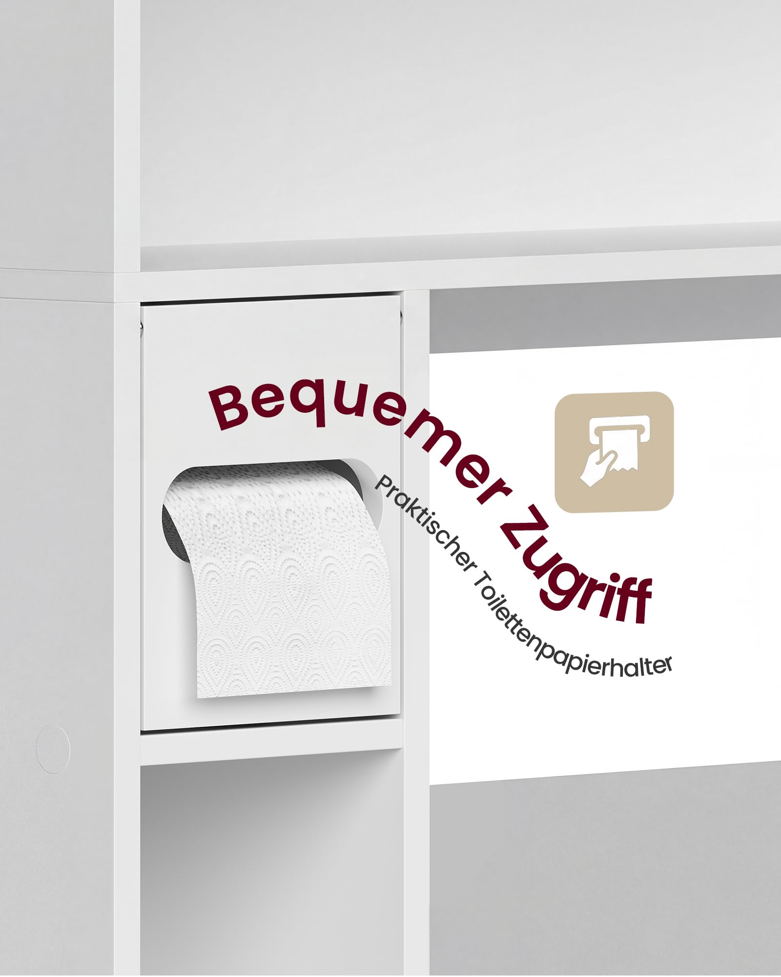 VASAGLE Toilettenregal, Badezimmerregal mit Schiebetür BTS018W01V1
