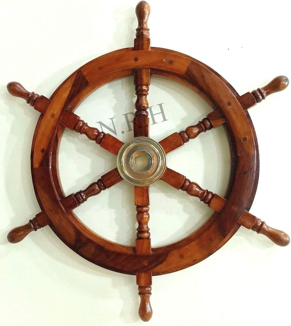 Nautical Replica Hub Rueda de Barco de Madera Decorativa para el hogar