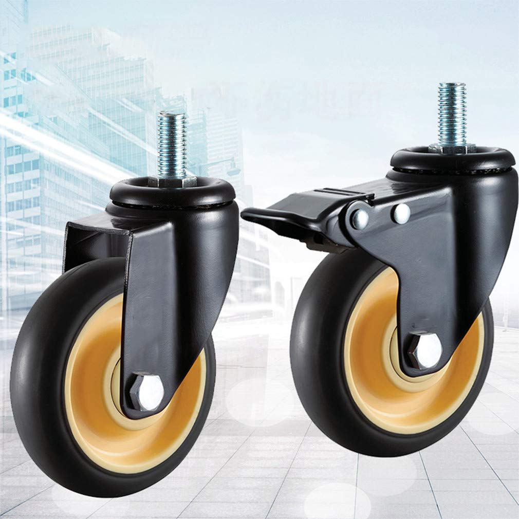 Ruedas para Muebles con Ruedas,Ruedas giratorias de Goma,Ruedas giratorias con Frenos,Ruedas Resistentes,diseño de Seguridad de Doble Freno,para Remolque Industrial,Muebles para el hogar,4 p