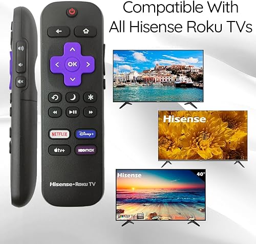 Miniatura 2 de Control remoto OEM para Roku TV sin emparejamiento Incluye botones de control de volumen y atajos Netflix Disney+ Apple TV y HBO (Hisense 3226001217)