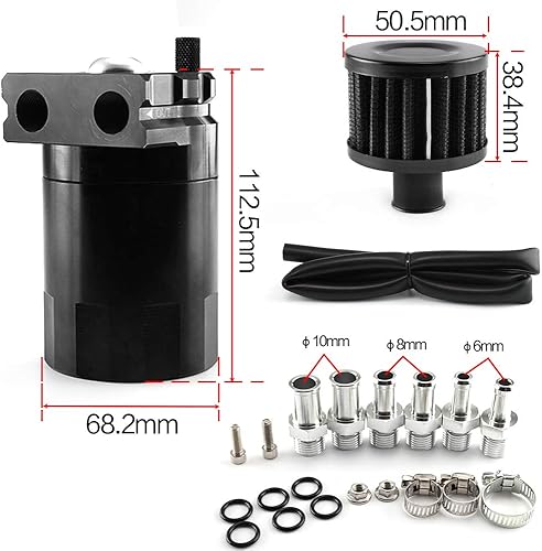 Miniatura 2 de Kit de lata de captura de aceite, tanque colector de aceite de aluminio universal de 10.1 fl oz con filtro de aire, manguera y otros accesorios