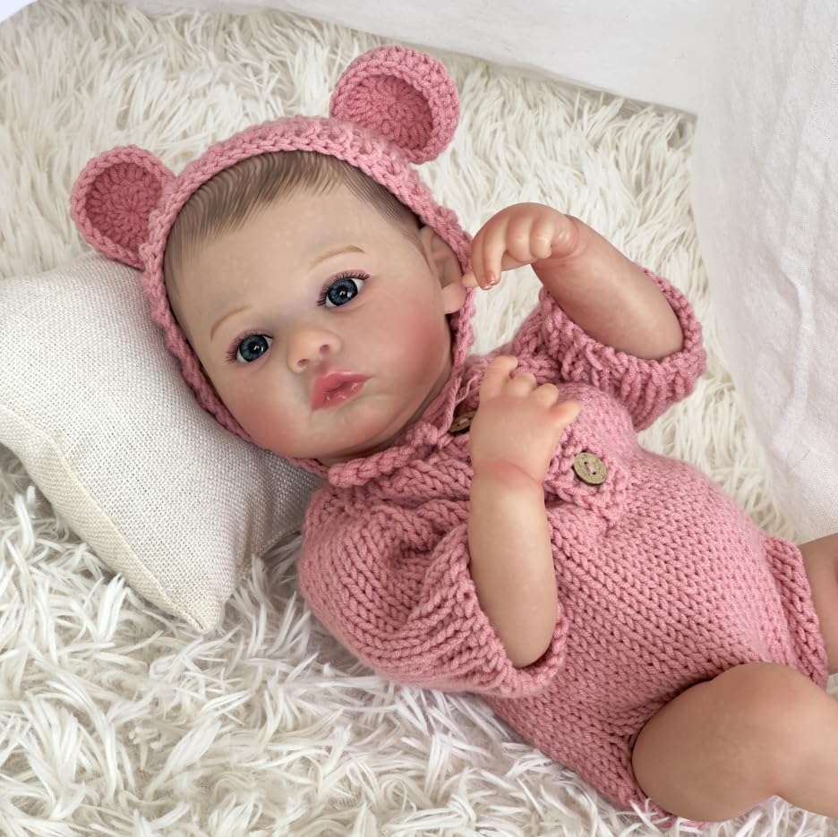 Miniatura 5 de RXDOLL Muñecas de bebé recién nacidas de silicona de cuerpo completo de 18 pulgadas, muñecas realistas de bebé recién nacida que se ven reales