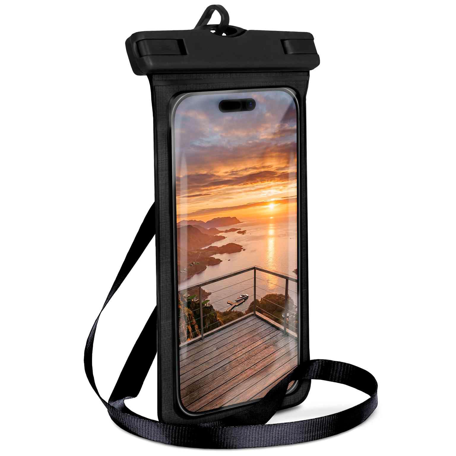 ONEFLOW Beach Bag – Wasserdichte Handyhülle mit Touch- und Kamera-Fenster für iPhone 14 (Schwarz)