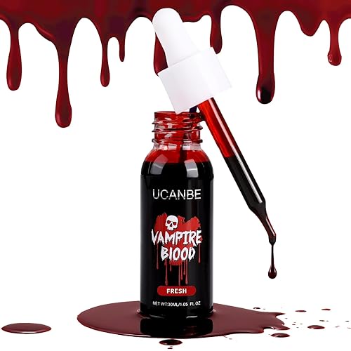 UCANBE Kit de maquillaje de sangre falsa lavable para Halloween, gotas de sangre falsa para Halloween, disfraz de monstruo, vampiro, payaso,