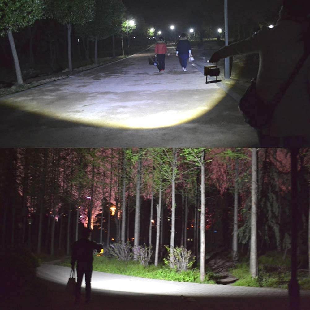 Luz de trabajo LED recargable de 30 W, 2 modos, foco de exterior portátil regulable con luz de advertencia de flash rojo azul, 360 grados; Soporte giratorio Proyector impermeable IP65 para pesca, cáma