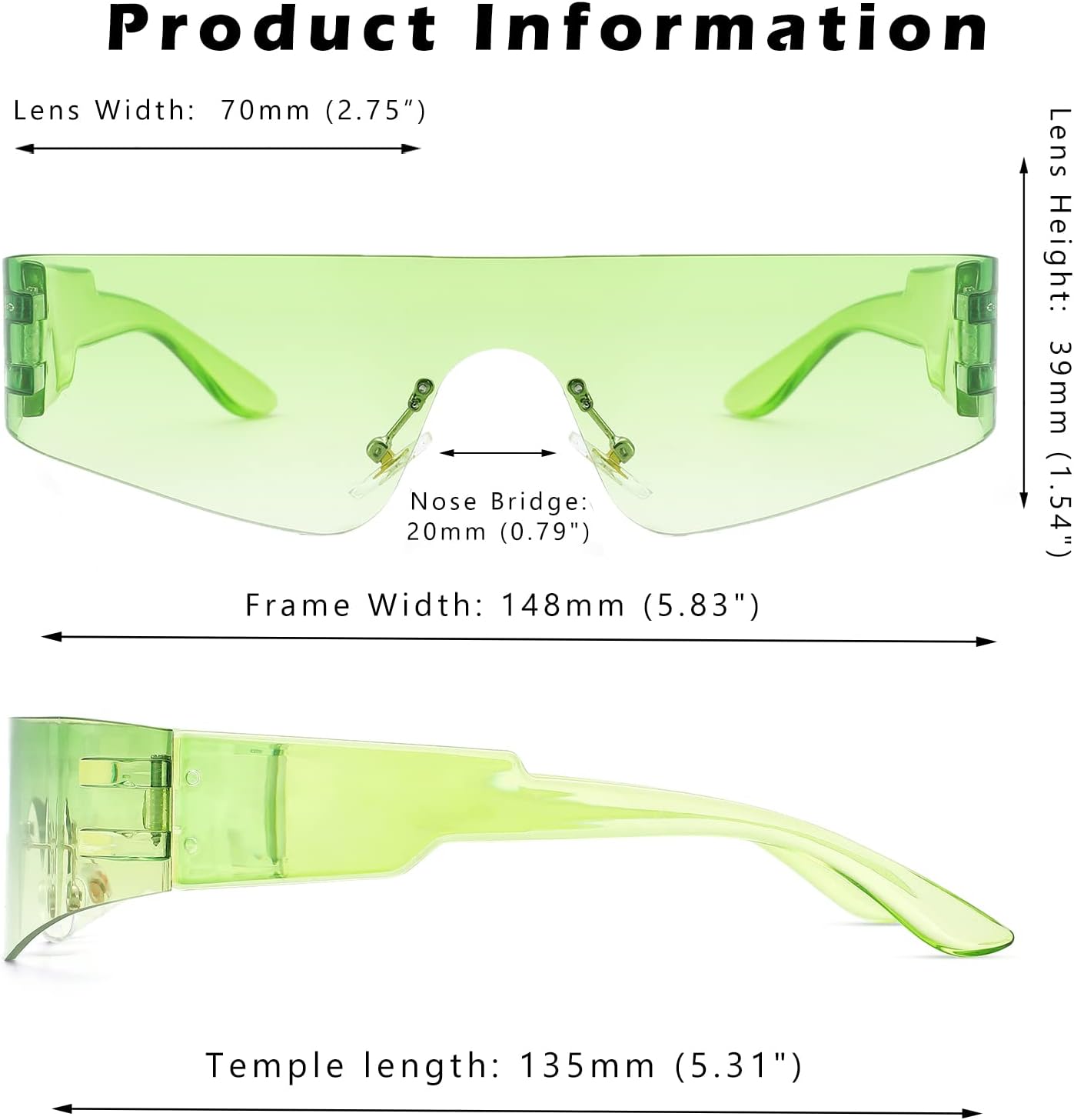 COASION Wrap Around Sunglasses for Women Men Trendy Rimless Futuristic Shades Y2k Shield Flat Top Fashion Eyeglasses image 4