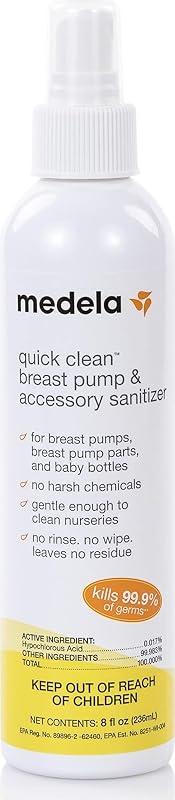Medela Quick Clean Sanitizer Spray Safe | No Rinse | 8 fl oz | 1Ct
