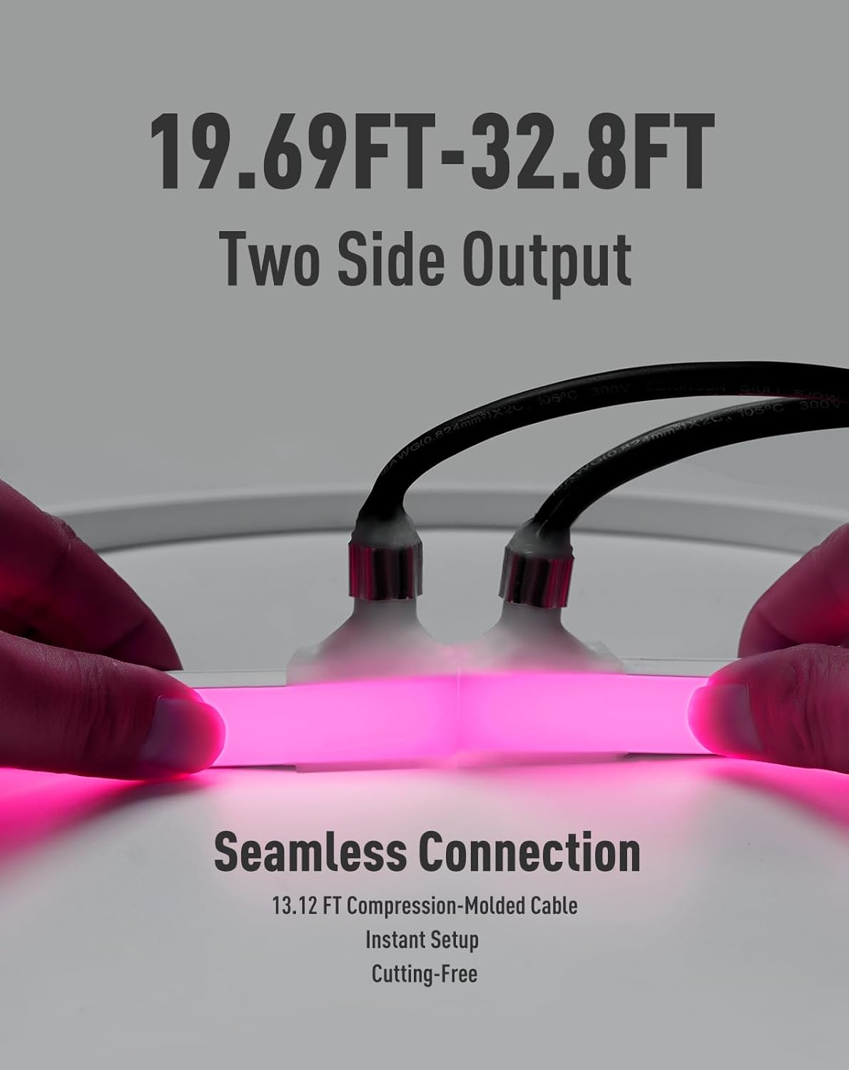 Shine Decor IP68 Waterproof LED Strip Light, 24V Pool Rated Submersible Silicone Neon, UL Listed Underwater Outdoor LED Rope Light for Pool Fountain Waterfall Bathtub, 16x16mm, RGB, 32.8FT