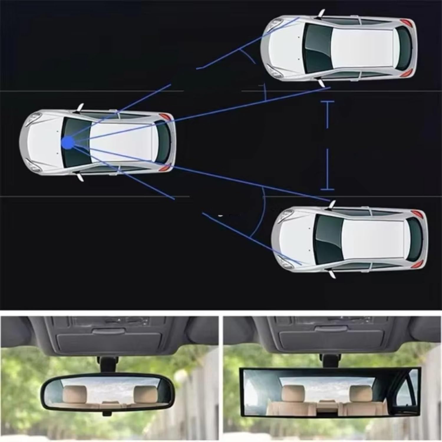Car Rearview Mirror Suction Cup For Universal HD Car Wide-angle Rearview Mirror Plane Wide Interior Clip-on Rear Mirrors Panoramic