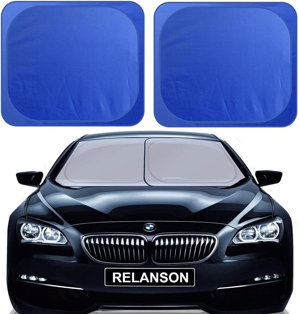 RELANSON Car Windshield Sunshade,2 Pieces of Separate Foldable 35"x31" Car Sun Shade Blocks UV Rays Sun Visor Protector and Keep Your Vehicle Cool - Universal Fit