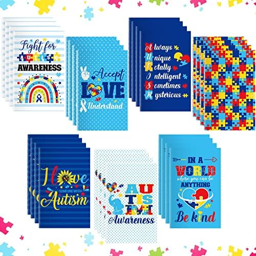 28 Pieces Autism Awareness Notepads Bulk Mini Teen Gifts Autism Notebooks Inspirational Gift for Women Men Kids Motivational Quotes Notebook Accept Love Understand Colorful Journal Notepad, 7 Styles