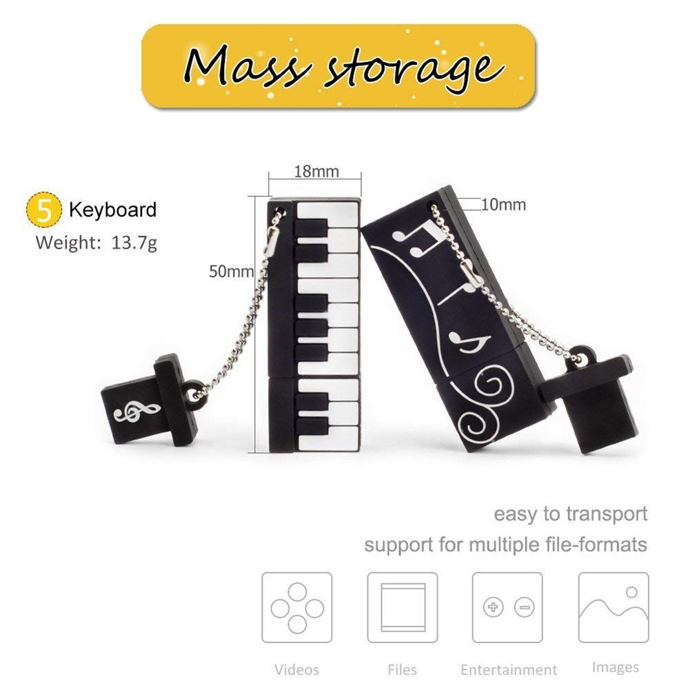 5 Pezzi 32GB USB Pen Drive Penna Usb Porta Chiavette Usb Chiave Usb Carino USB Strumento musicale Regali per i bambini Supporta PC Tablet portatile(5 * 32GB,Strumento musicale)