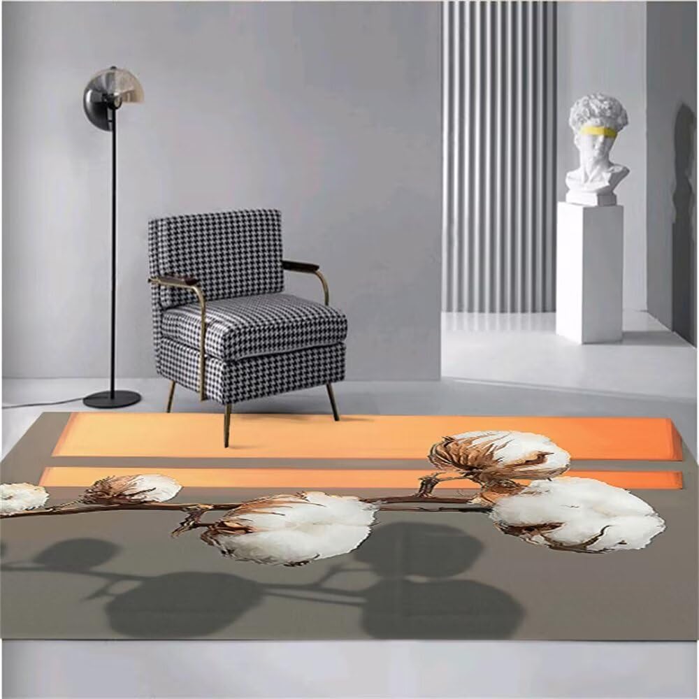 Tapis de couloir grand tapis salon résistant à l'humidité imprimé orange 200x250