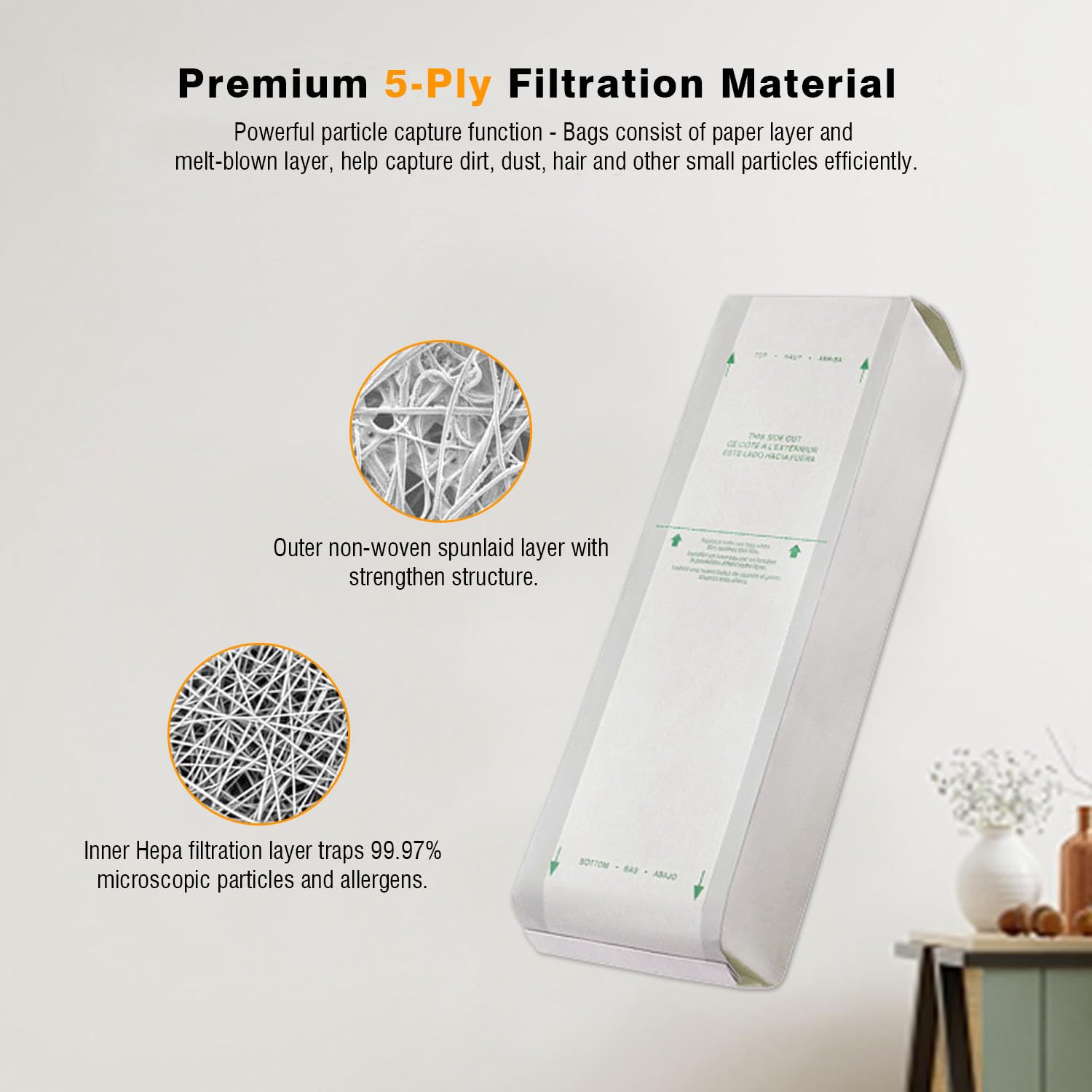 6-Pack Vacuum Filter Bags Compatible With Royal Type A Upright Models (89000, 1010, 1018, 1020, 1025, 1028, 1030 Series) - Replacement For 3088147001