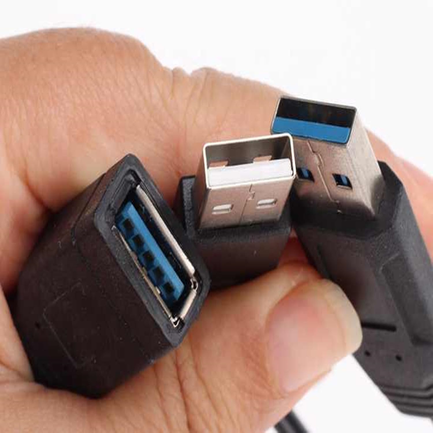 ALINNA Lot de 2 câbles d'extension USB 3.0 femelle vers double USB mâle pour disque dur mobile 2,5" Noir