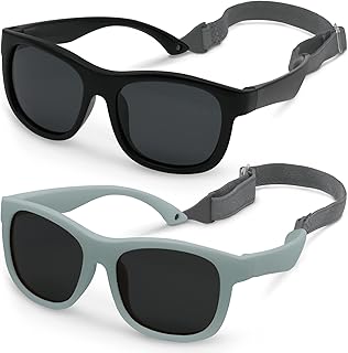 Baby Sunglasses Polarized Flexible Toddler Sunglasses with Strap Infant Sunglasses Baby Girl Boy 2 Pack 0-24 Months
