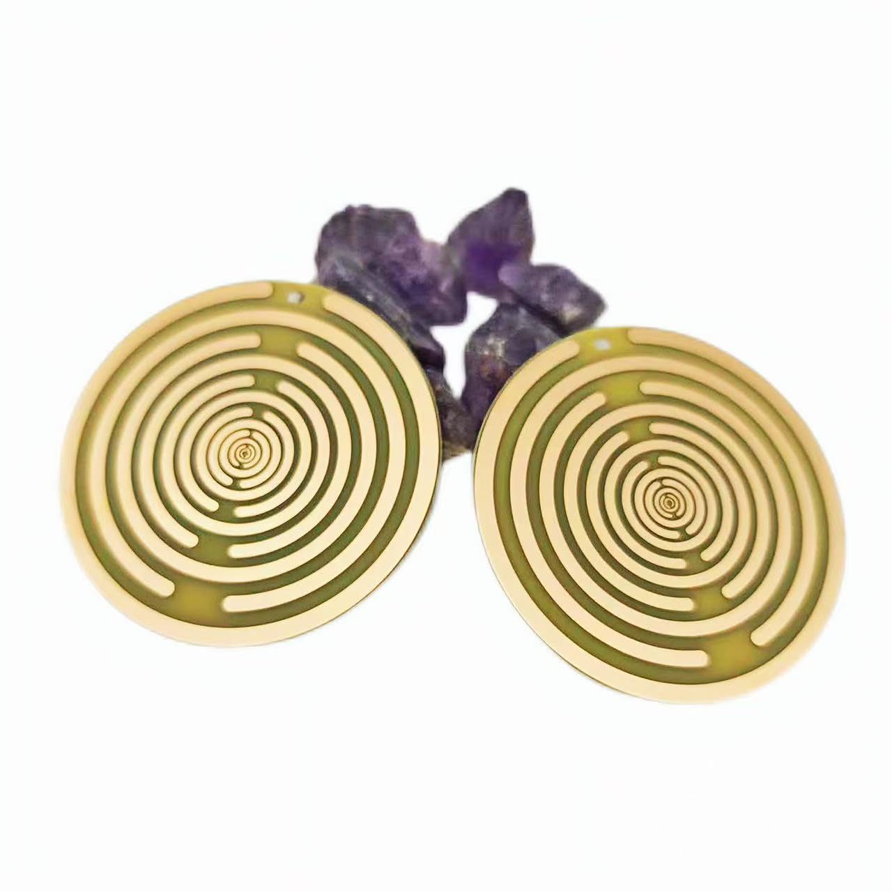 Lot de 5 disques d'énergie de polarisation Lakhovsky MWO EMFS 7,6 cm Oscillateur multi-ondes Bobine d'énergie de l'eau et équilibrage harmonique - Inspiré par Georges Lakhovsky Jaune doré