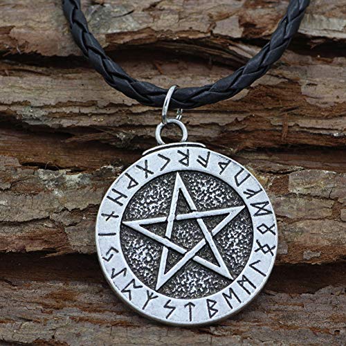 Guoshuang Ttkp Handmade Norse Viking Large Rune Pentacle Pewter Pendant ~ Pentagram Of Protection #TOP5