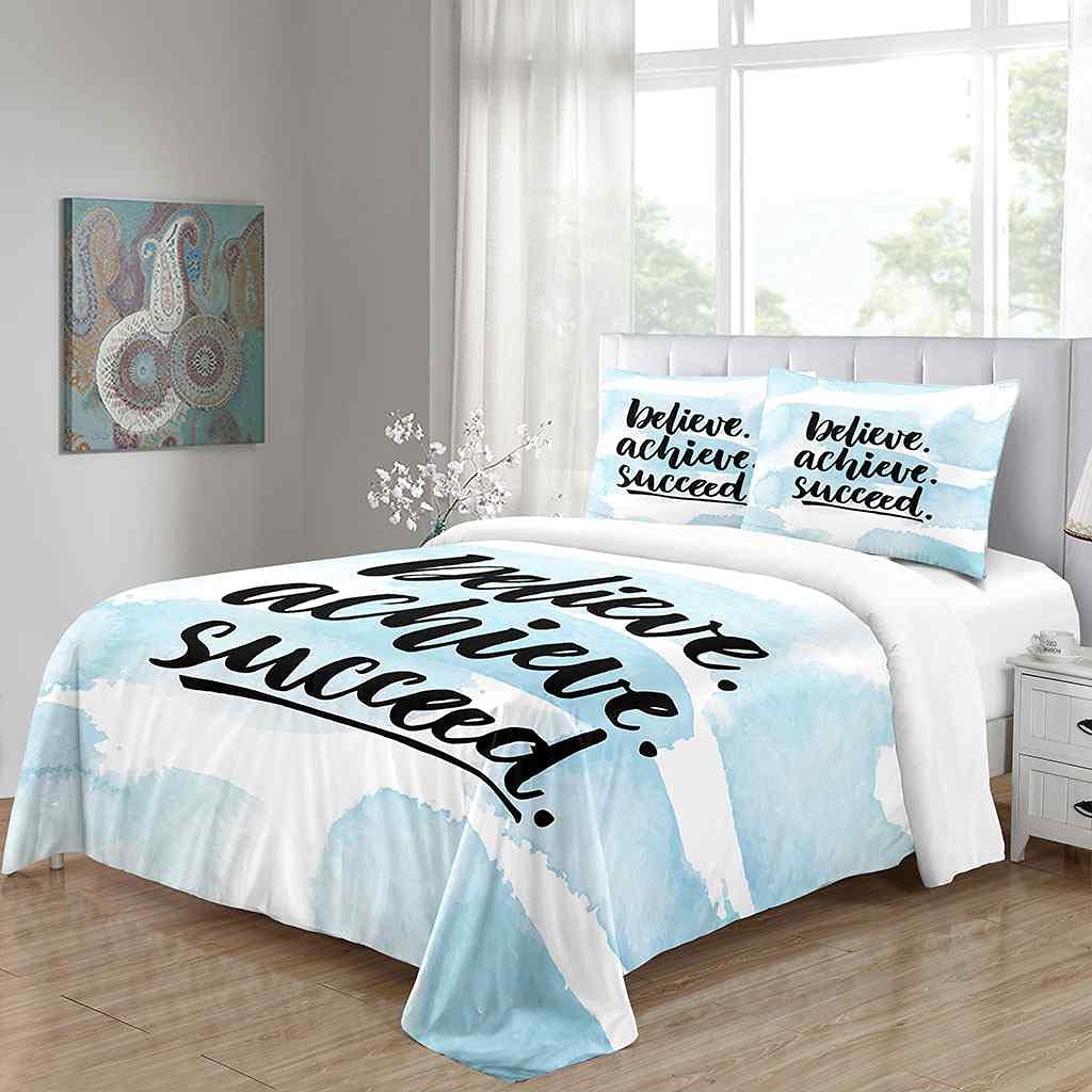 Juego De Funda Nórdica para Cama Matrimonio Microfibra Juego De Ropa De Cama Lenguaje Motivacional Azul Suave cómoda 3 Piezas 1 Funda Nórdica 240x220cm Y 2 Fundas De Almohada con Cremallera