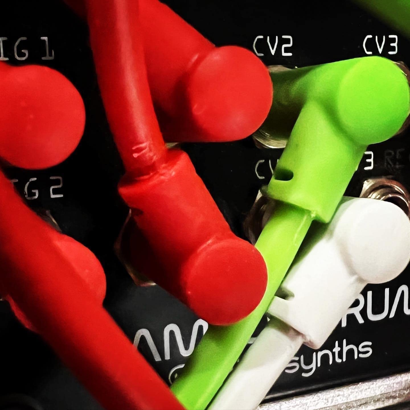 Luigis Modular M-PAR Eurorack Patchkabel, rechtwinklig, 20 cm, Grün, 5 Stück