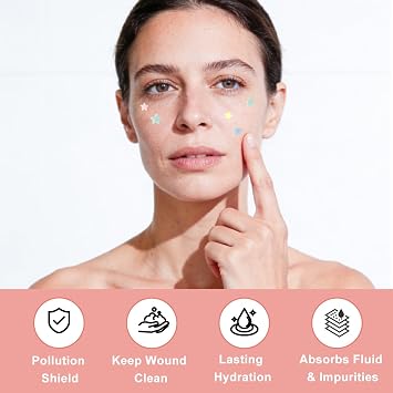 400 Pcs Starface Pimple Patches for Face Acne Dots, 5 Colors Hydrocolloid Acne Spot Patches with Tea Tree Oil, Star Pimple Patches for Face Skincare (3 Sizes)