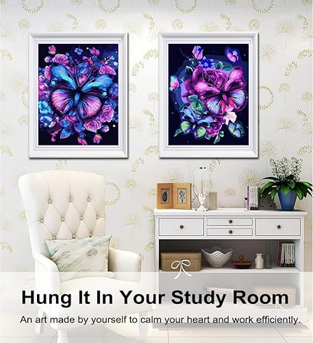 Miniatura 5 de Baisite 5152 Pintura por números, para adulto, principiante, niño, 12 pulgadas de ancho x 16 pulgadas de largo, 2 lienzos, 8 pinceles de madera,