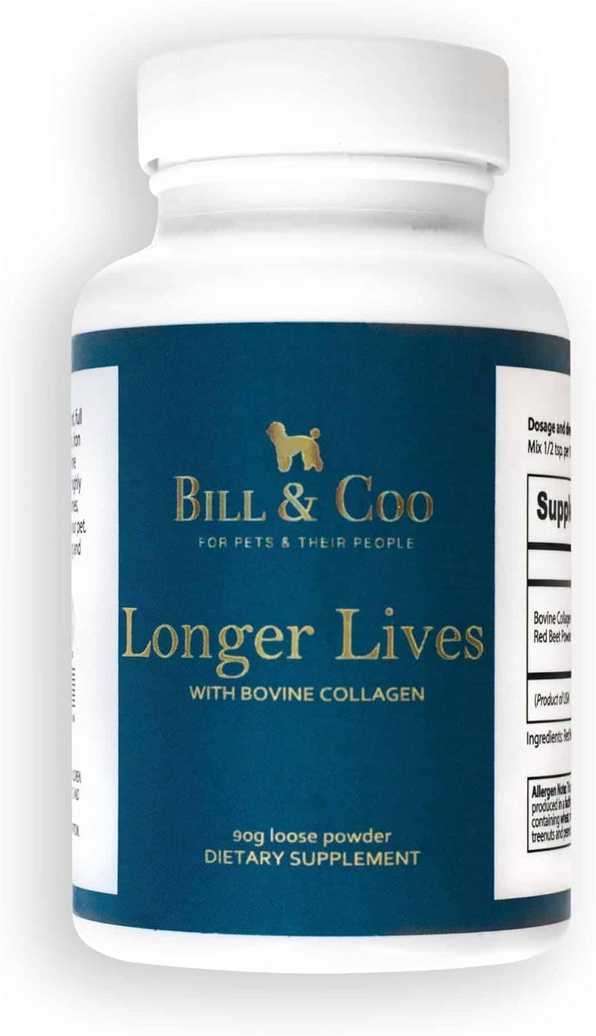BILL & COO Longer Lives (90g) - Mejora la Salud de Tus Queridas Mascotas con Nuestra Fórmula Única de Péptidos de Colágeno Bovino y Polvo de Remolacha