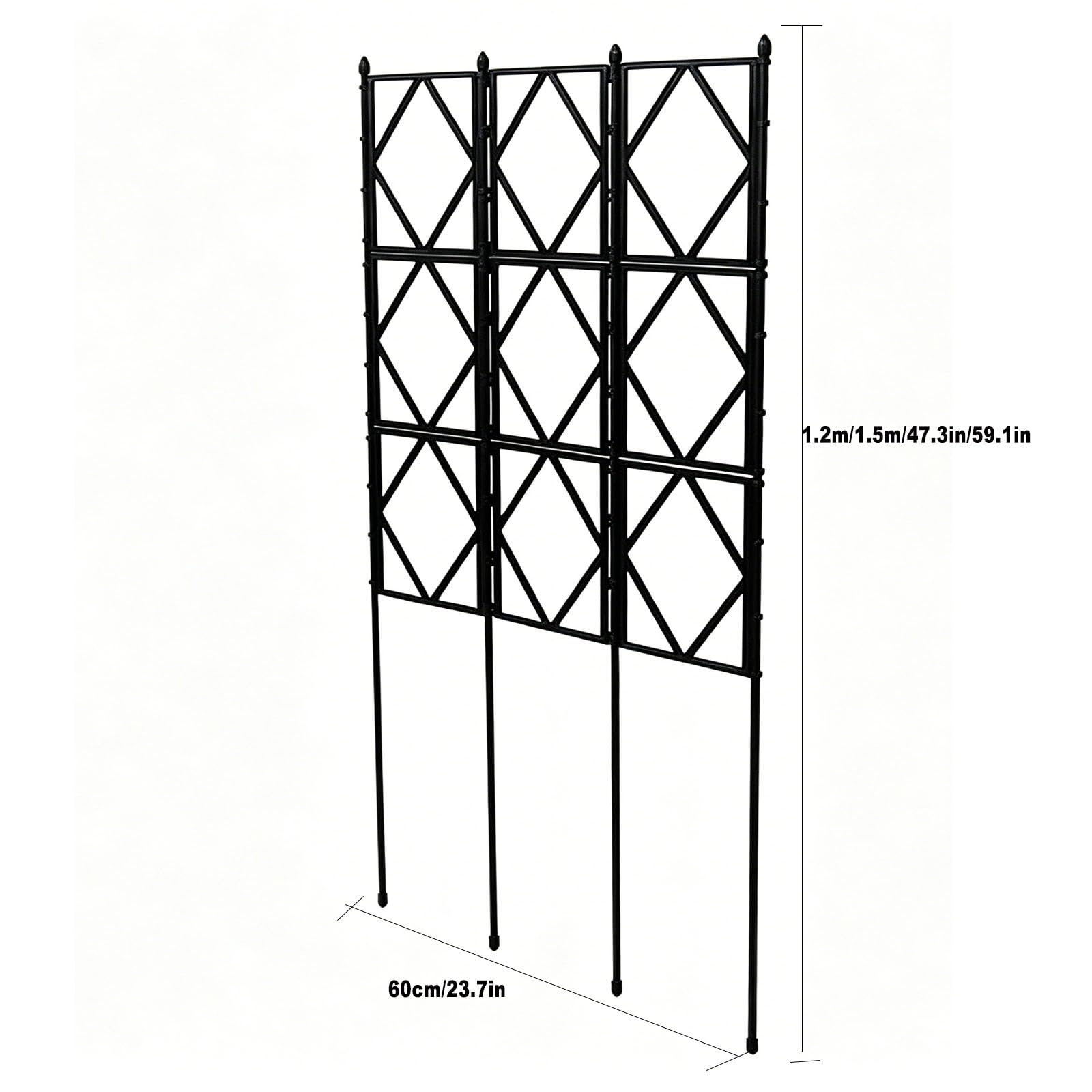 Metalowa Kratka Ogrodowa/Podpórka Dla Roślin Pnących – Idealna Do Ogrodu, Na Taras Czy Balkon; Wsparcie Dla Pnączy, Ogórków, Warzyw I Kwiatów | Black,60cm*1.2m