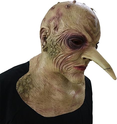 Miniatura 5 de Máscara de zombi para Halloween, máscara de bruja de nariz larga, máscara de demonio de terror, disfraz de Halloween, cosplay, fiesta, accesorios de