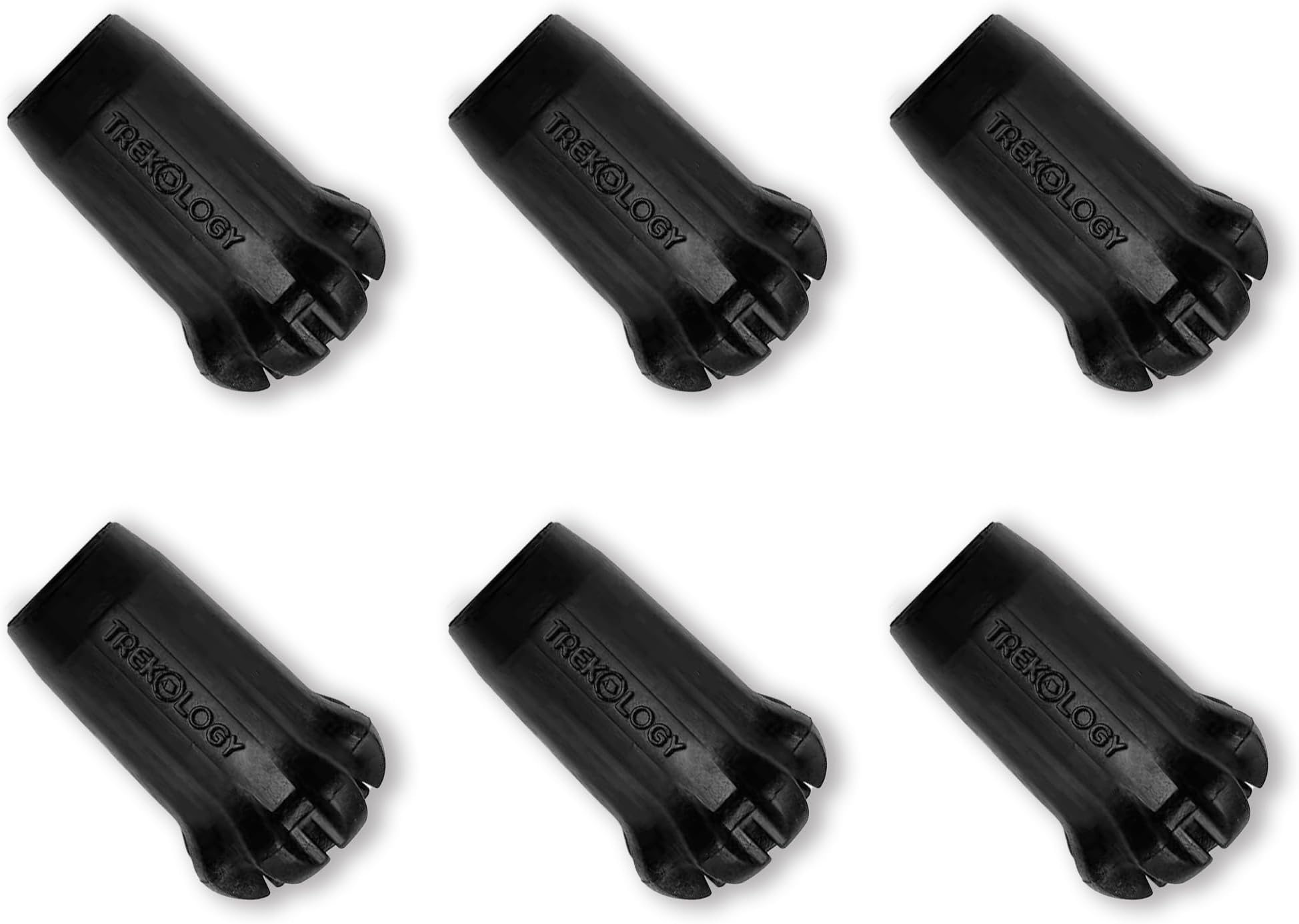 TREKOLOGY Black Trekking Pole Tips Replacement, 6pc/Set Hiking Pole Tips, Rubber Walking Pole Tips, Rubber Tips Trekking Poles Tip Walking Stick/ 11mm Hole Diameter - Fit Most Standard Hiking Poles
