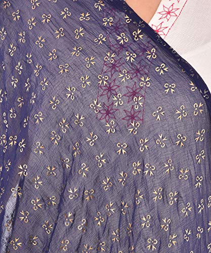 Image of YOUTHQUAKE Soft Chiffon Dupatta with Golden Foil Print & Tassels for Women & Girls