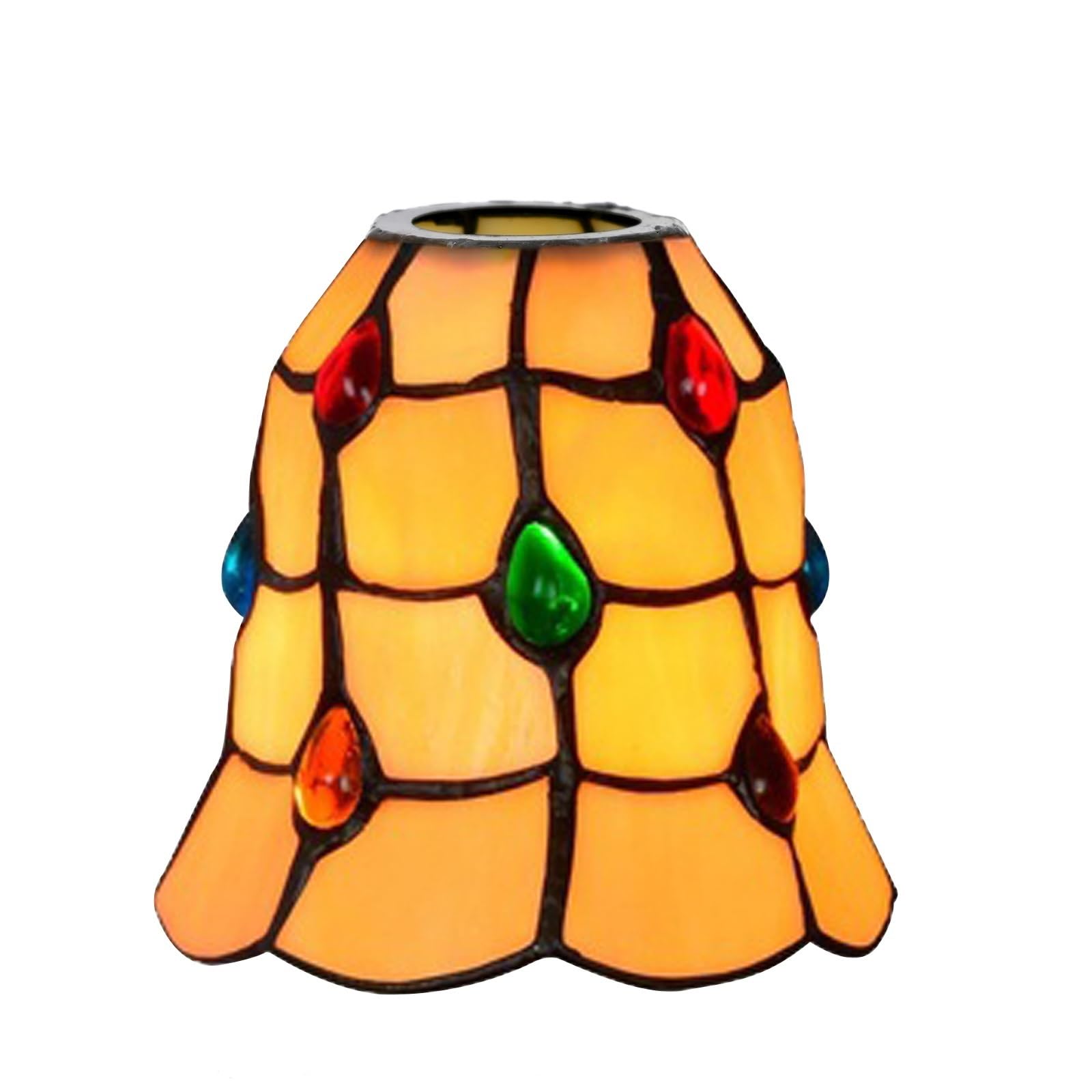 Tiffany Lamp Shade Replacement Only 6 Inch Small Stained Glass Lampshade Vintage Style Home Decor Lamp Cover Fit for Fan Light Pendant Lights Wall Lamps Chandeliers Ceiling Light(Colourful Beads)